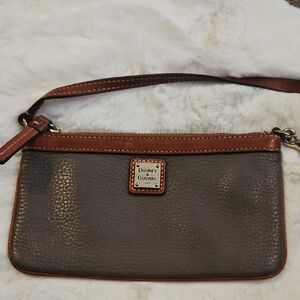 Dooney & Bourke Brown and Gray Leather Wristlet